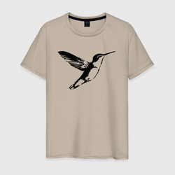 Колибри трафарет – Мужская футболка хлопок с принтом купить со скидкой в -20%