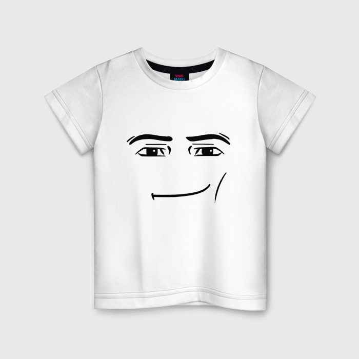 Детская футболка из хлопка с принтом Роблокс лицо, вид спереди №1