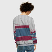 Свитшот с принтом Планетиада 2080 — свитер Робогозина для мужчины, вид на модели сзади №2. Цвет основы: меланж