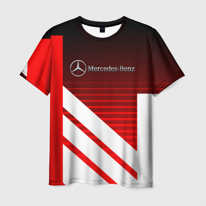 Мужская футболка с принтом Mercedes Benz sport line stripes, вид спереди №1