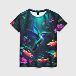 Колибри в темном лесу – Женская футболка 3D с принтом купить со скидкой в -26%