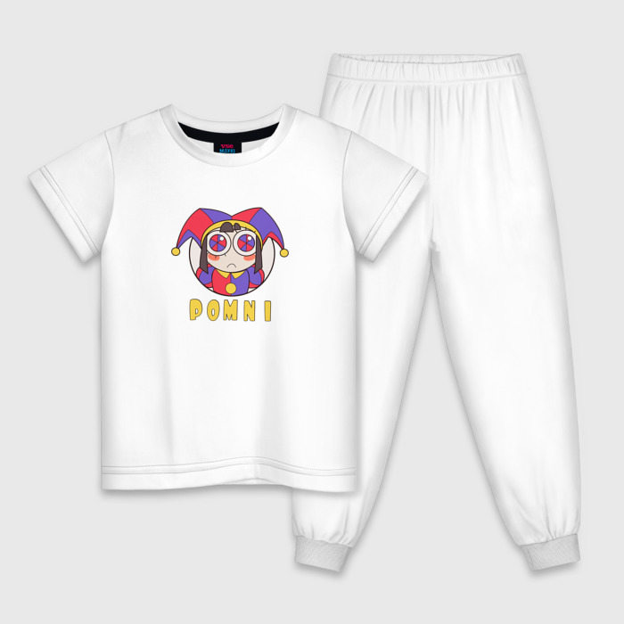 Детская пижама из хлопка с принтом Pomni — The Amazing Digital Circus, вид спереди №1