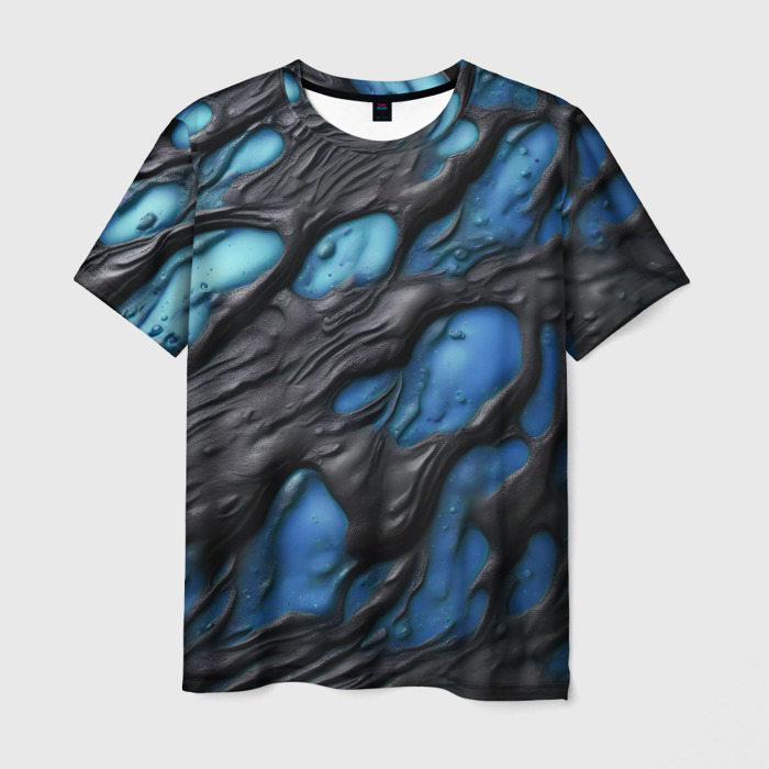 Мужская футболка с принтом Синяя текучая субстанция, вид спереди №1