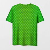 Футболка с принтом Чешуя зеленого дракона для образа для мужчины, вид сзади №1. Цвет основы: белый