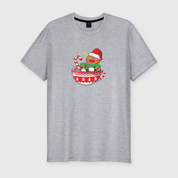 Новогодний пряня в кружке – Мужская футболка хлопок Slim с принтом купить