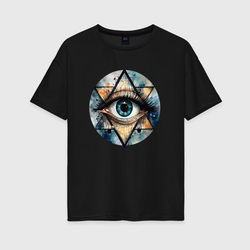 Акварельный глаз – Женская футболка хлопок Oversize с принтом купить со скидкой в -16%
