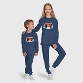 Пижама с принтом Титан Спикермен с титаном Камераменом для ребенка, вид на модели спереди №5. Цвет основы: темно-синий