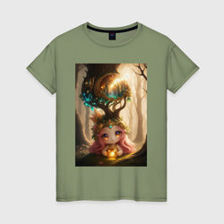 Девочка лесной дух – Женская футболка хлопок с принтом купить со скидкой в -20%