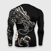 Рашгард с принтом Japanese dragon — irezumi — art для мужчины, вид сзади №1. Цвет основы: белый