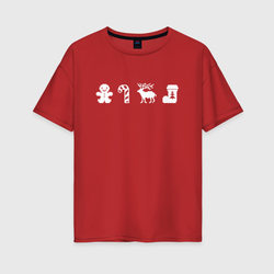 New Year Pixel – Женская футболка хлопок Oversize с принтом купить со скидкой в -16%