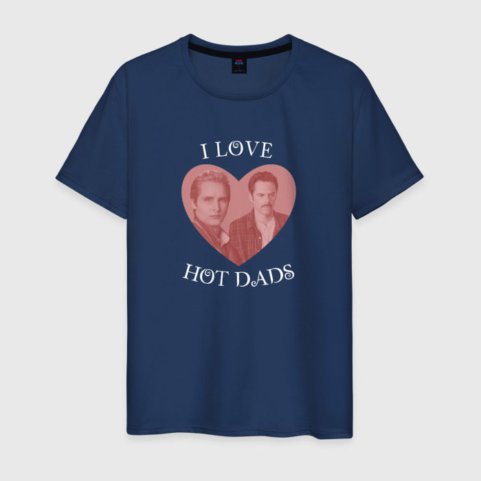 Мужская футболка из хлопка с принтом I love hot dads — Свон и Каллен Сумерки, вид спереди №1