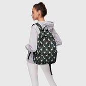 Рюкзак с принтом Гуси паттерн для любого человека, вид спереди №4. Цвет основы: белый