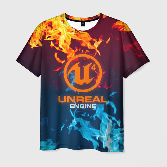 Мужская футболка с принтом Unreal Огонь, вид спереди №1