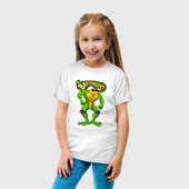 Футболка с принтом Battletoads Боевые жабы Рэш для ребенка, вид на модели спереди №3. Цвет основы: белый