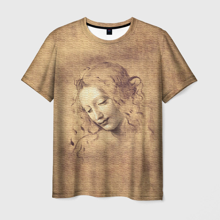 Мужская футболка с принтом Леонардо да Винчи «La Scapigliata», вид спереди №1