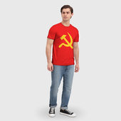 Футболка с принтом Красный Советский союз для мужчины, вид на модели спереди №3. Цвет основы: белый