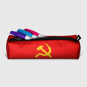 Пенал с принтом Красный Советский союз для любого человека, вид спереди №2. Цвет основы: белый