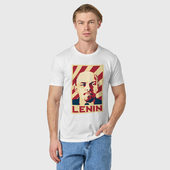 Футболка с принтом Vladimir Lenin для мужчины, вид на модели спереди №2. Цвет основы: белый