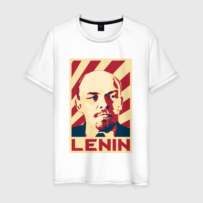 Мужская футболка из хлопка с принтом Vladimir Lenin, вид спереди №1