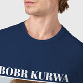 Футболка с принтом Eyes kurwa bobr для мужчины, вид на модели спереди №4. Цвет основы: темно-синий
