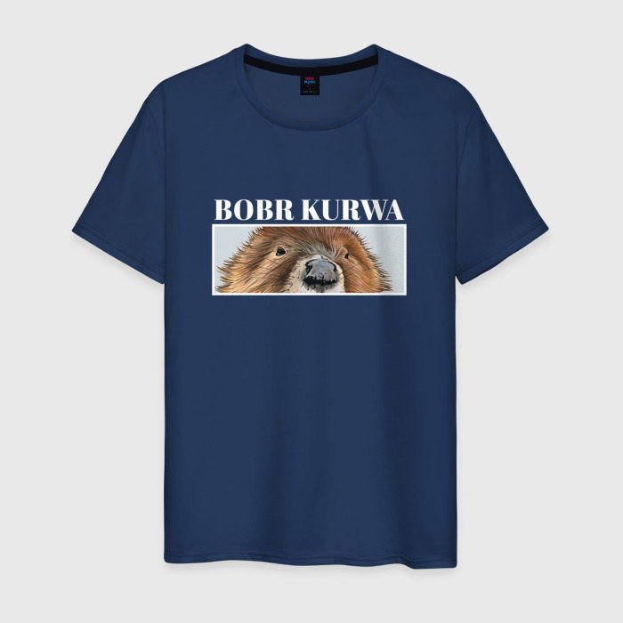 Мужская футболка из хлопка с принтом Eyes kurwa bobr, вид спереди №1