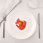 Набор: тарелка кружка с принтом Сирена — любовь для любого человека, вид спереди №4. Цвет основы: белый