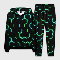 Зеленые неоновые неполные гексагоны – Мужской костюм 3D с принтом купить со скидкой в -21%