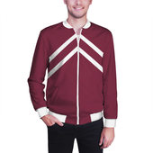 Бомбер с принтом Бордовая кофта костюм Марата — слово пацана сериал для мужчины, вид на модели спереди №2. Цвет основы: белый
