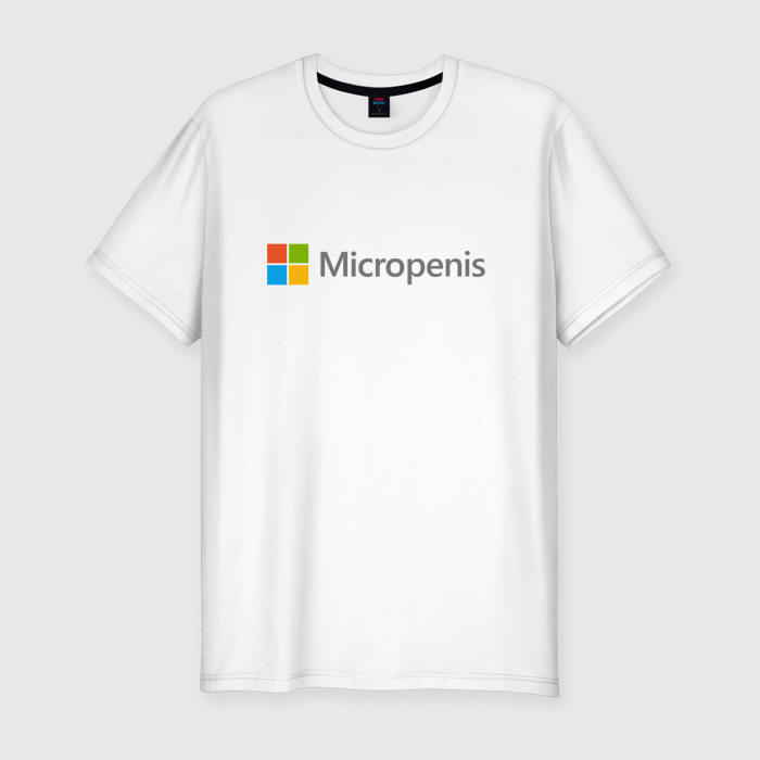 Мужская приталенная футболка из хлопка с принтом Micropenis, вид спереди №1