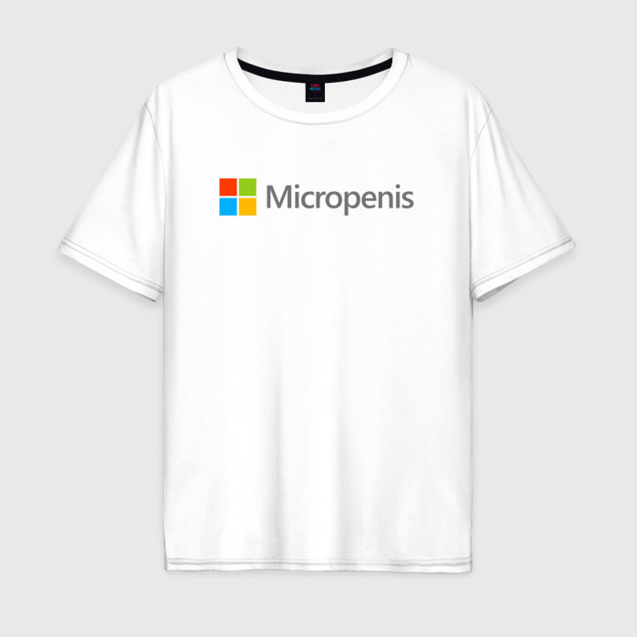 Мужская футболка из хлопка оверсайз с принтом Микропенис, вид спереди №1