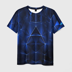 Синие-неоновые полигональные треугольники - калейдоскопная текстура – Мужская футболка 3D с принтом купить со скидкой в -26%