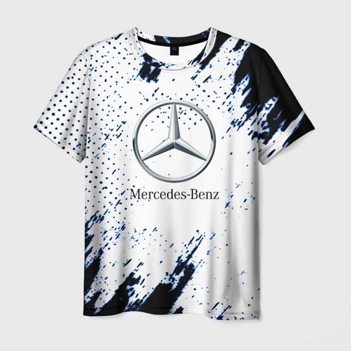 Мужская футболка с принтом Mercedes benz авто текстура, вид спереди №1