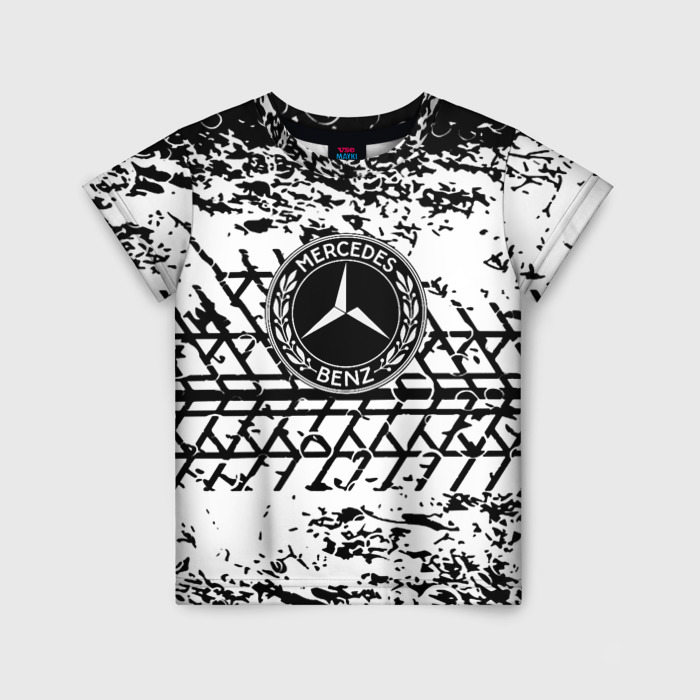 Детская футболка с принтом Mercedes benz краски, вид спереди №1