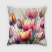 Подушка с принтом С 8 марта — тюльпаны для любого человека, вид сзади №1. Цвет основы: 3d (велсофт)