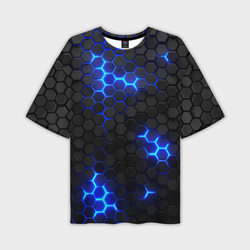 Неоновый синий – Мужская футболка oversize 3D с принтом купить со скидкой в -50%