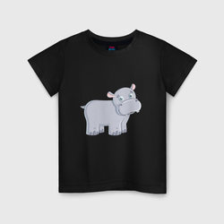 Милый мультяшный бегемот – Детская футболка хлопок с принтом купить со скидкой в -20%
