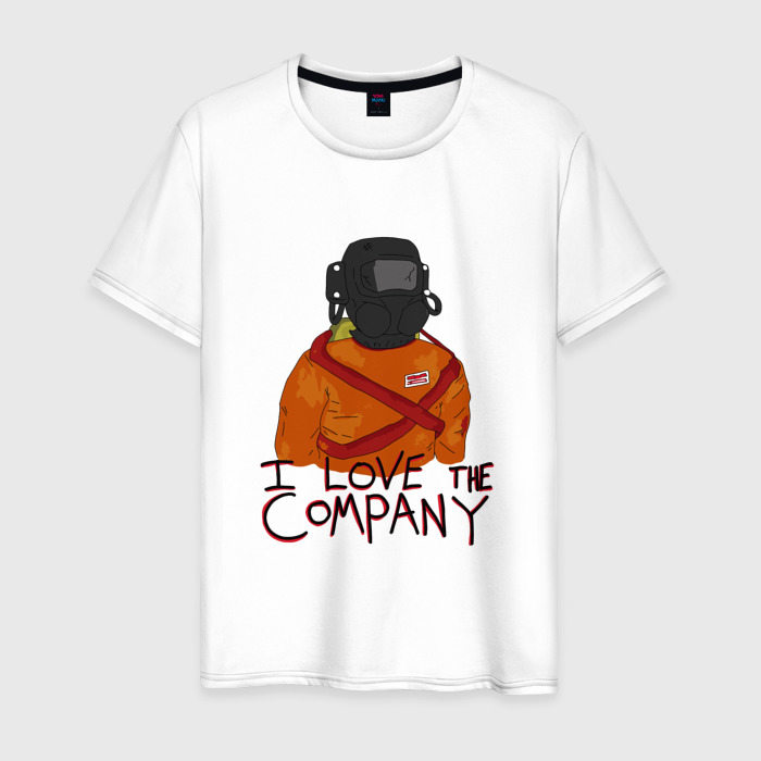 Мужская футболка из хлопка с принтом Я люблю свою компанию Lethal company, вид спереди №1