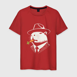 Капибара гангстер с морковкой – Мужская футболка хлопок с принтом купить со скидкой в -20%