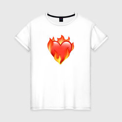 Эмодзи сердце в огне – Женская футболка хлопок с принтом купить со скидкой в -20%