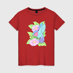 Маленькая птичка колибри – Женская футболка хлопок с принтом купить со скидкой в -20%