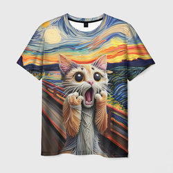 Кот крик вязаный арт – Мужская футболка 3D с принтом купить со скидкой в -26%
