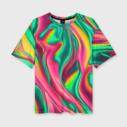 Неоновый голографик – Женская футболка oversize 3D с принтом купить со скидкой в -50%