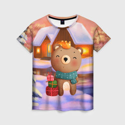 Медвежонок новогоднее настроение – Женская футболка 3D с принтом купить со скидкой в -26%