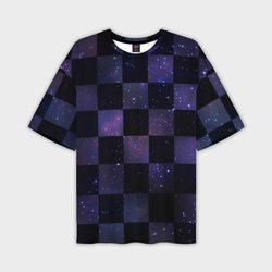 Space Neon Chessboard – Мужская футболка oversize 3D с принтом купить со скидкой в -50%