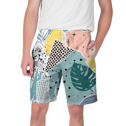 Абстрактный узор с пальмовыми листами и геометрией – Мужские шорты 3D с принтом купить