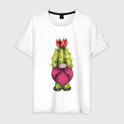 Забавный гном - кактус – Мужская футболка хлопок с принтом купить со скидкой в -20%