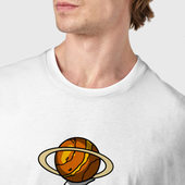 Футболка с принтом Космический баскетболист для мужчины, вид на модели спереди №4. Цвет основы: белый