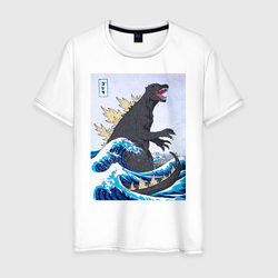 Godzilla in The Waves Eastern, Japanes monster – Мужская футболка хлопок с принтом купить со скидкой в -20%