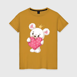 Медвежонок с сердцем – Женская футболка хлопок с принтом купить со скидкой в -20%