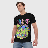 Футболка с принтом Slipknot cuties для мужчины, вид на модели спереди №2. Цвет основы: белый